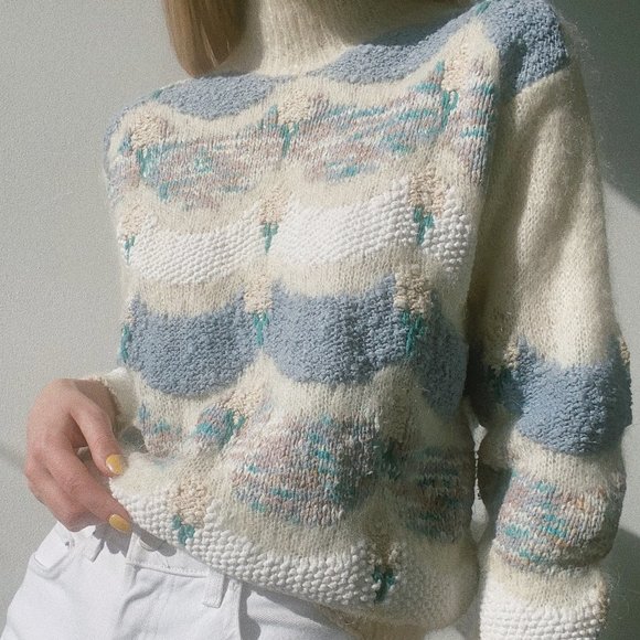 Vintage Scenic Hand Knit Sweater - Picture 2 of 4